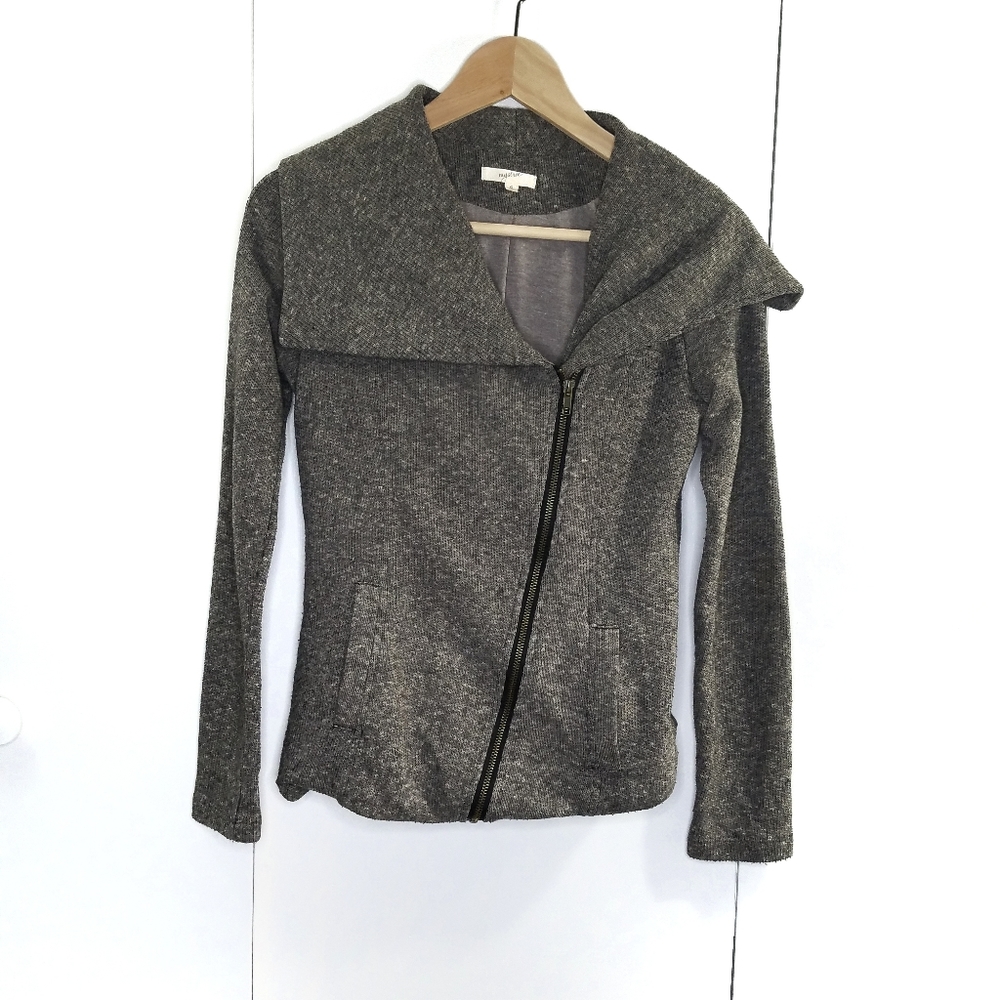 Mystree Asymmetrical Zip-up Sweater Jacket